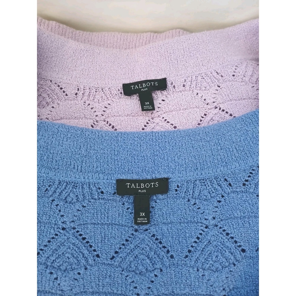 Talbots Woman Plus Lot of 2 Knit Crochet Cottagecore Tops Lavender Purple 3X